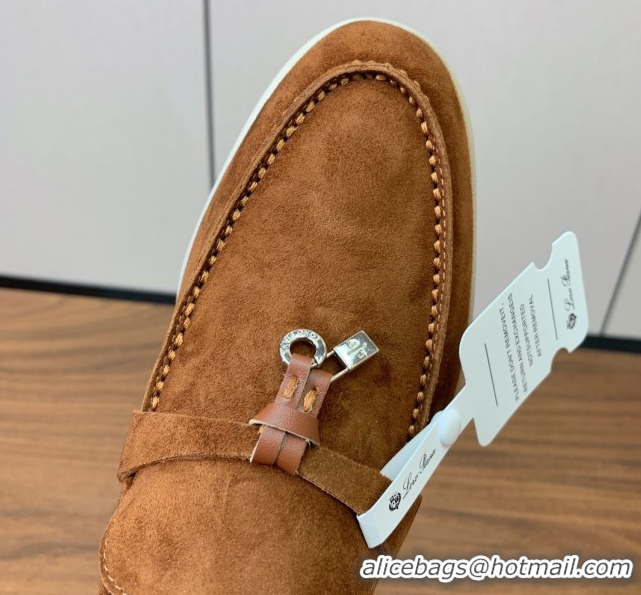 Buy Luxury Loro Piana Summer Charms Walk Loafer in Suede LP110410 Brown 2025