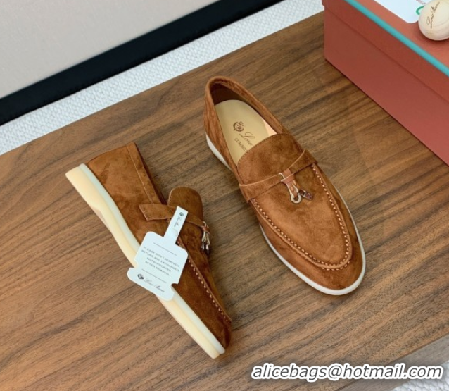 Buy Luxury Loro Piana Summer Charms Walk Loafer in Suede LP110410 Brown 2025