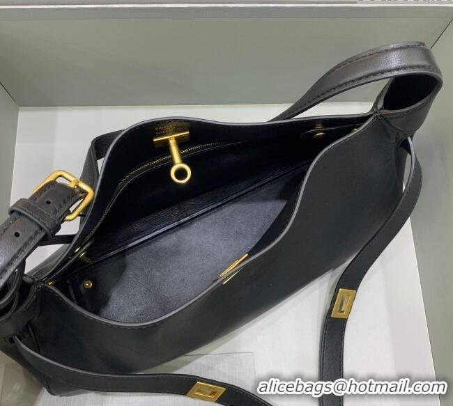 Discount Balenciaga Bel Air Small Hobo Shoulder Bag in smooth calfskin 48084 black With aged-gold hardware 2025