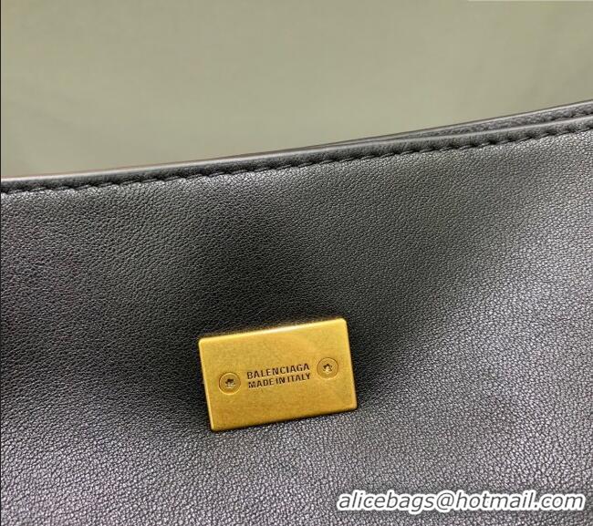Discount Balenciaga Bel Air Small Hobo Shoulder Bag in smooth calfskin 48084 black With aged-gold hardware 2025