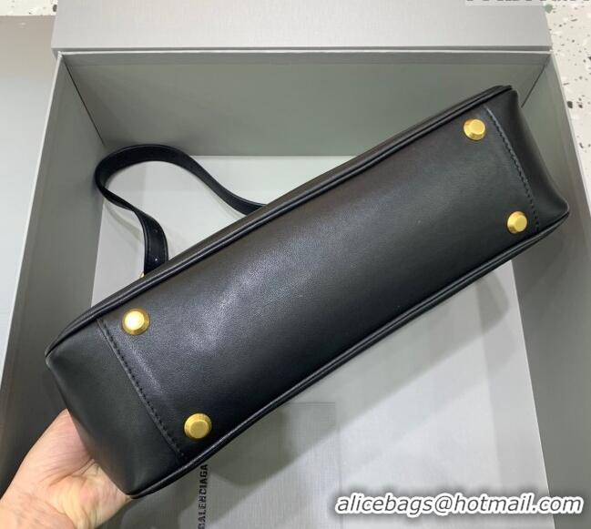 Discount Balenciaga Bel Air Small Hobo Shoulder Bag in smooth calfskin 48084 black With aged-gold hardware 2025