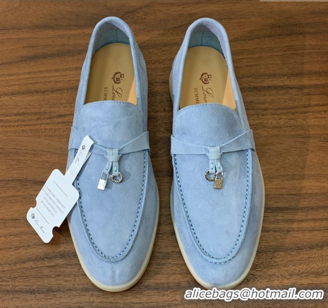 Best Product Loro Piana Summer Charms Walk Loafer in Suede LP110412 Light Blue 2025