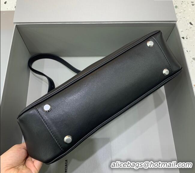 Super Quality Balenciaga Bel Air Small Hobo Shoulder Bag in smooth calfskin 48084 black aged-silver hardware 2025