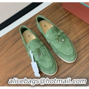Good Looking Loro Piana Summer Charms Walk Loafer in Suede LP110413 Green 2025