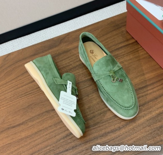 Good Looking Loro Piana Summer Charms Walk Loafer in Suede LP110413 Green 2025