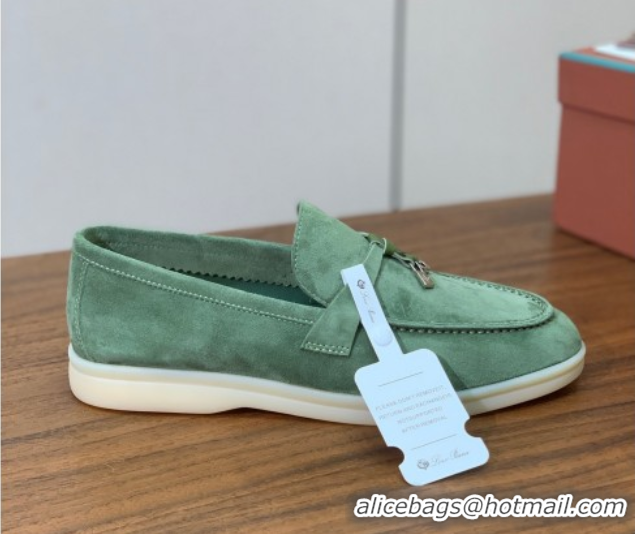 Good Looking Loro Piana Summer Charms Walk Loafer in Suede LP110413 Green 2025