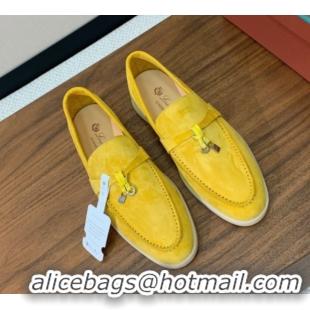 Top Grade Loro Piana Summer Charms Walk Loafer in Suede LP110415 Yellow 2025