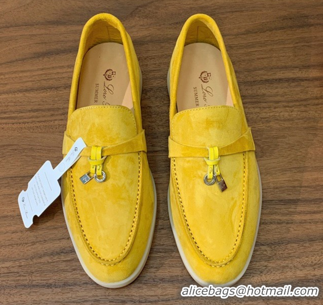 Top Grade Loro Piana Summer Charms Walk Loafer in Suede LP110415 Yellow 2025