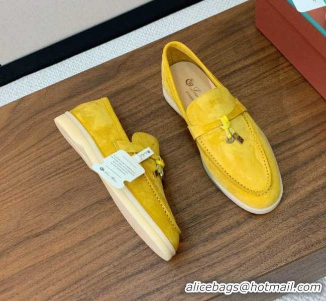 Top Grade Loro Piana Summer Charms Walk Loafer in Suede LP110415 Yellow 2025