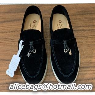 Durable Loro Piana Summer Charms Walk Loafer in Suede LP110417 Black 2025