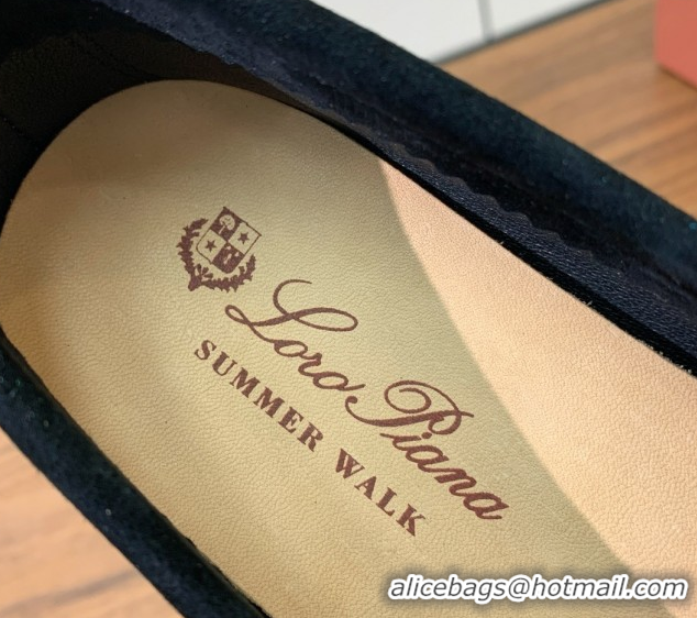 Durable Loro Piana Summer Charms Walk Loafer in Suede LP110417 Black 2025