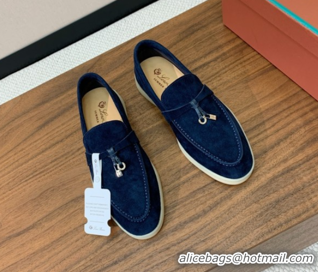 Top Quality Loro Piana Summer Charms Walk Loafer in Suede LP110418 Deep Blue 2025