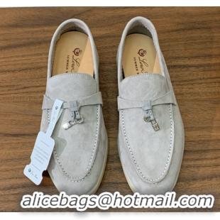 Top Sales Loro Piana Summer Charms Walk Loafer in Suede LP110419 Pearl Grey 2025