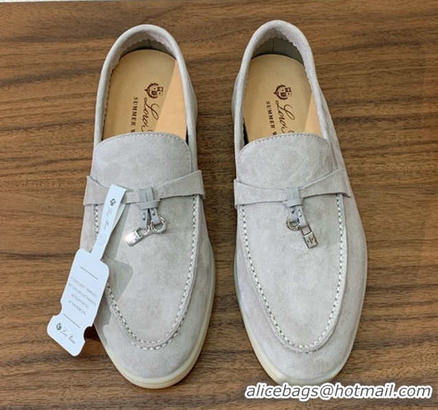 Top Sales Loro Piana Summer Charms Walk Loafer in Suede LP110419 Pearl Grey 2025