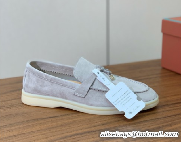 Top Sales Loro Piana Summer Charms Walk Loafer in Suede LP110419 Pearl Grey 2025