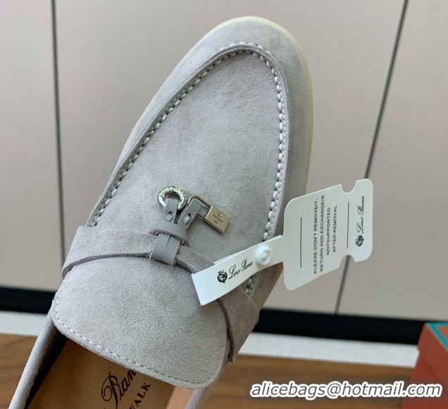 Top Sales Loro Piana Summer Charms Walk Loafer in Suede LP110419 Pearl Grey 2025