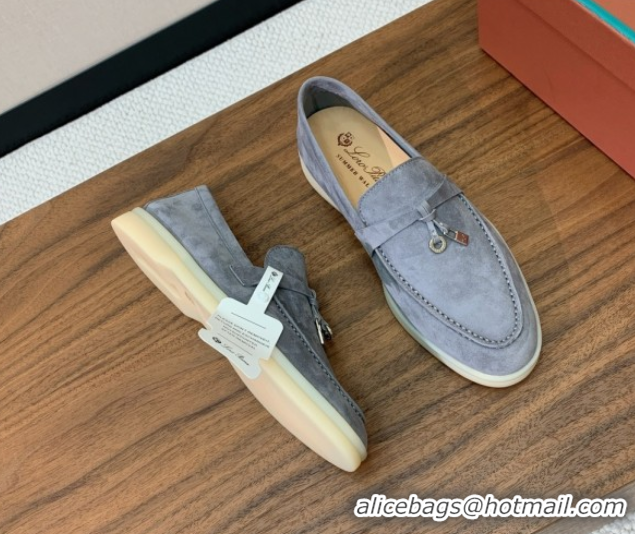 Affordable Price Loro Piana Summer Charms Walk Loafer in Suede LP110420 Grey 2025