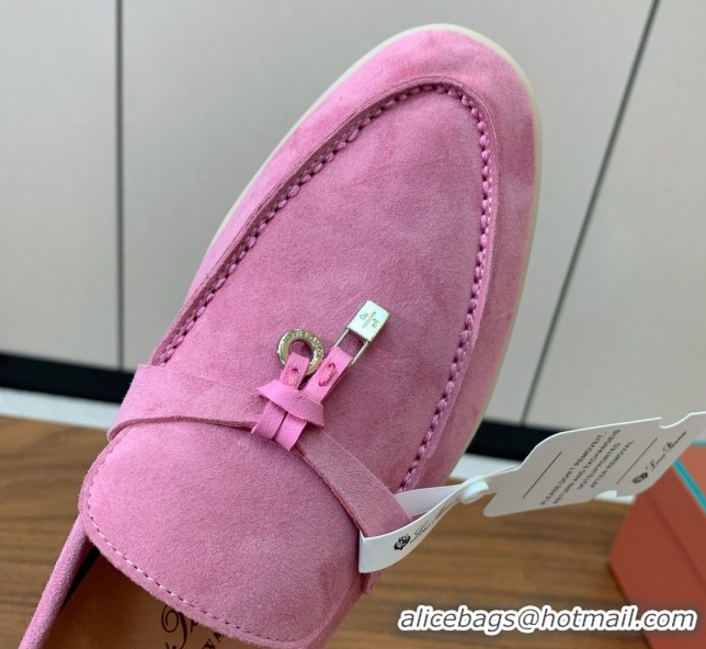 New Style Loro Piana Summer Charms Walk Loafer in Suede LP110422 Peach Pink 2025