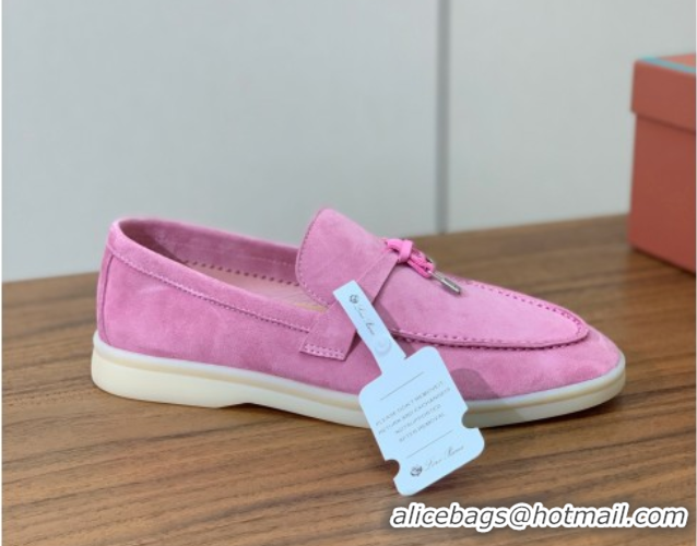 New Style Loro Piana Summer Charms Walk Loafer in Suede LP110422 Peach Pink 2025