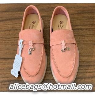 Good Quality Loro Piana Summer Charms Walk Loafer in Suede LP110423 Light Pink 2025