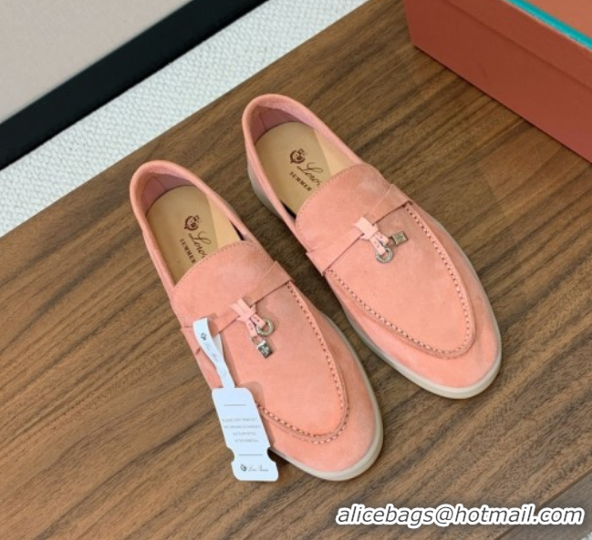 Good Quality Loro Piana Summer Charms Walk Loafer in Suede LP110423 Light Pink 2025