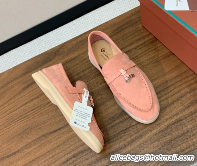 Good Quality Loro Piana Summer Charms Walk Loafer in Suede LP110423 Light Pink 2025