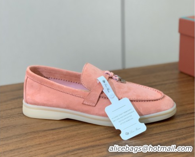 Good Quality Loro Piana Summer Charms Walk Loafer in Suede LP110423 Light Pink 2025