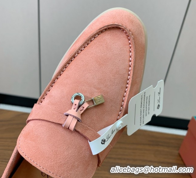 Good Quality Loro Piana Summer Charms Walk Loafer in Suede LP110423 Light Pink 2025