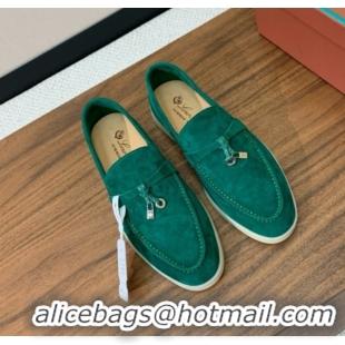 Best Quality Loro Piana Summer Charms Walk Loafer in Suede LP110424 Green 2025