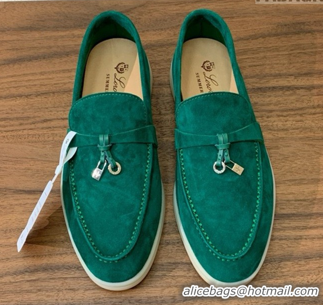 Best Quality Loro Piana Summer Charms Walk Loafer in Suede LP110424 Green 2025