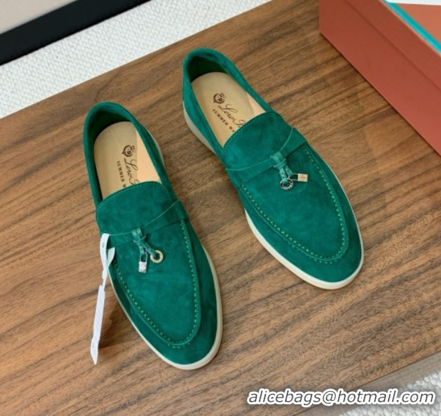 Best Quality Loro Piana Summer Charms Walk Loafer in Suede LP110424 Green 2025