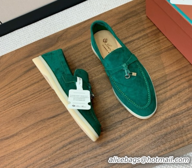 Best Quality Loro Piana Summer Charms Walk Loafer in Suede LP110424 Green 2025