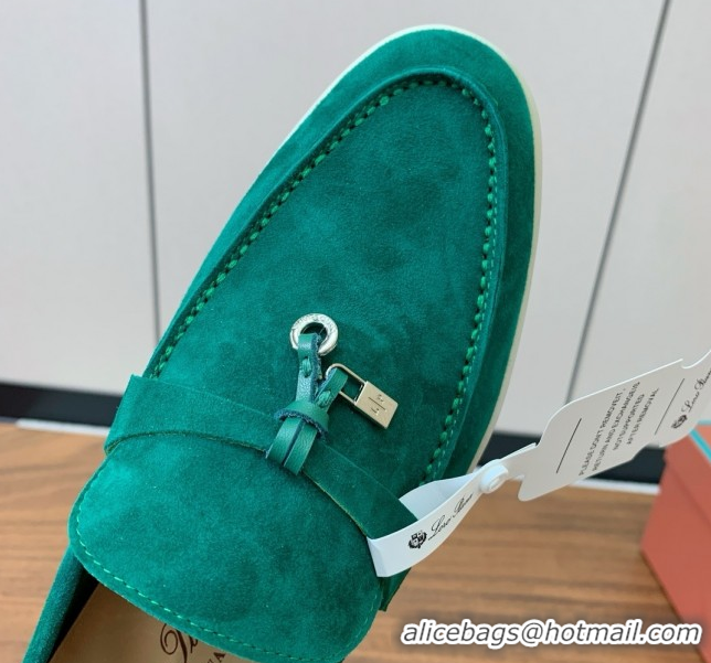 Best Quality Loro Piana Summer Charms Walk Loafer in Suede LP110424 Green 2025