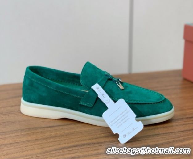 Best Quality Loro Piana Summer Charms Walk Loafer in Suede LP110424 Green 2025