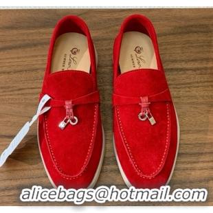 Good Product Loro Piana Summer Charms Walk Loafer in Suede LP110425 Red 2025