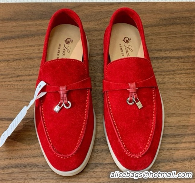 Good Product Loro Piana Summer Charms Walk Loafer in Suede LP110425 Red 2025