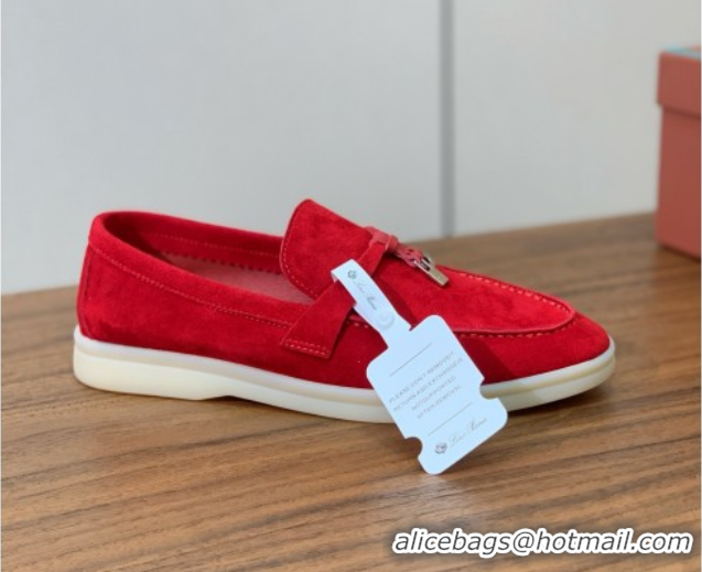 Good Product Loro Piana Summer Charms Walk Loafer in Suede LP110425 Red 2025