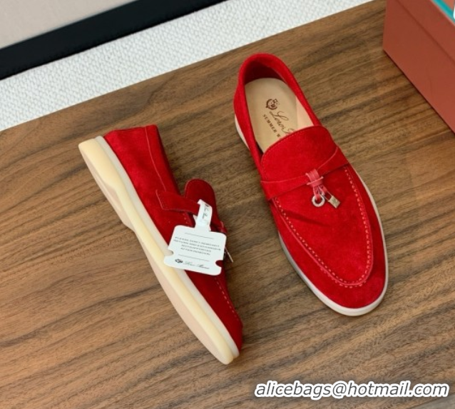 Good Product Loro Piana Summer Charms Walk Loafer in Suede LP110425 Red 2025