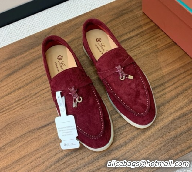 Super Quality Loro Piana Summer Charms Walk Loafer in Suede LP110426 Burgundy 2025