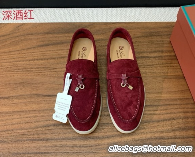 Super Quality Loro Piana Summer Charms Walk Loafer in Suede LP110426 Burgundy 2025