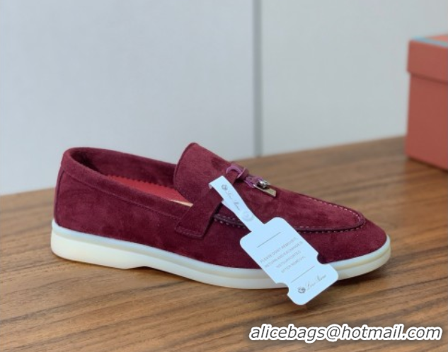 Super Quality Loro Piana Summer Charms Walk Loafer in Suede LP110426 Burgundy 2025