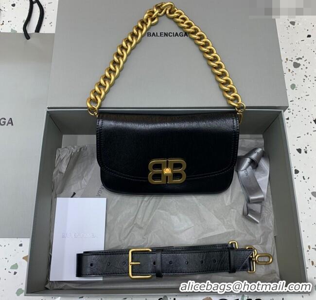 Famous Brand Balenciaga BB Soft Small Flap Bag in peach calfskin 48086 black aged-gold hardware 2025