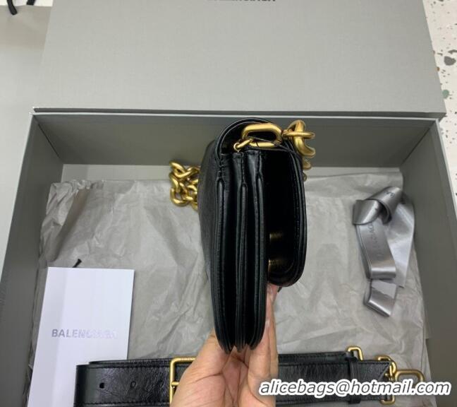 Famous Brand Balenciaga BB Soft Small Flap Bag in peach calfskin 48086 black aged-gold hardware 2025