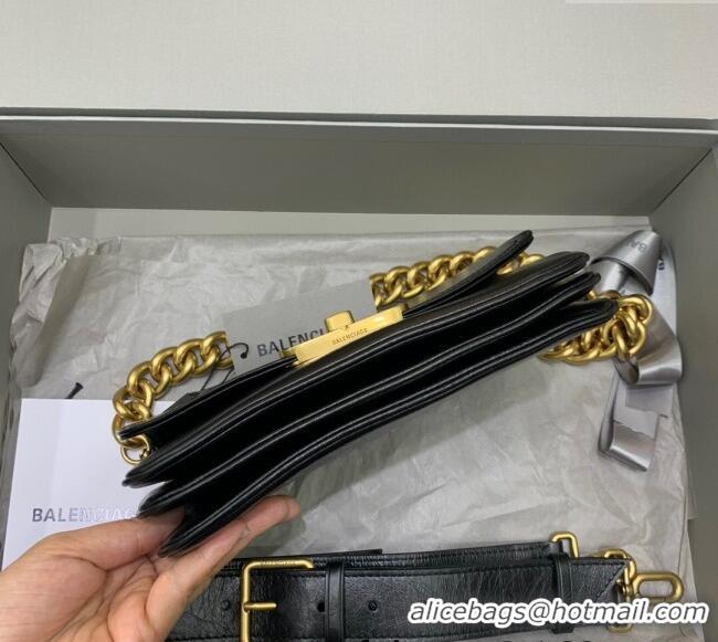 Famous Brand Balenciaga BB Soft Small Flap Bag in peach calfskin 48086 black aged-gold hardware 2025