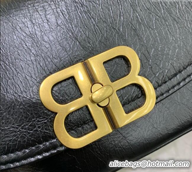 Famous Brand Balenciaga BB Soft Small Flap Bag in peach calfskin 48086 black aged-gold hardware 2025