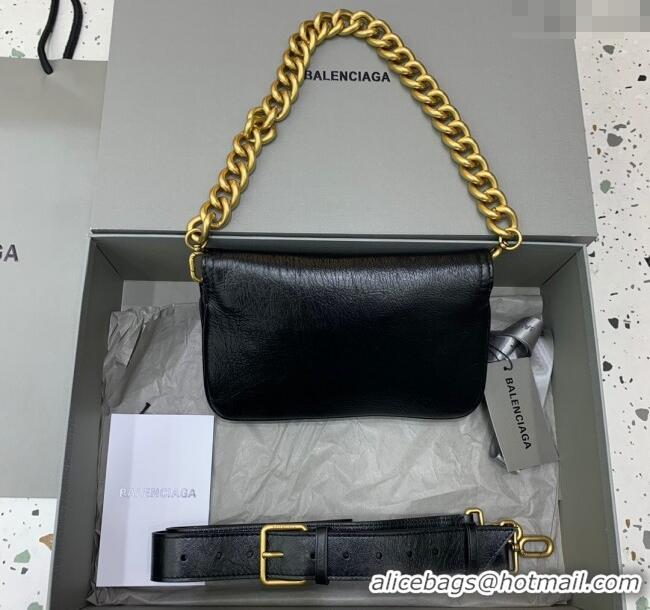 Famous Brand Balenciaga BB Soft Small Flap Bag in peach calfskin 48086 black aged-gold hardware 2025