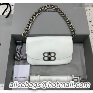 Super Quality Balenciaga BB Soft Small Flap Bag in peach calfskin 48086 white aged-silver hardware 2025
