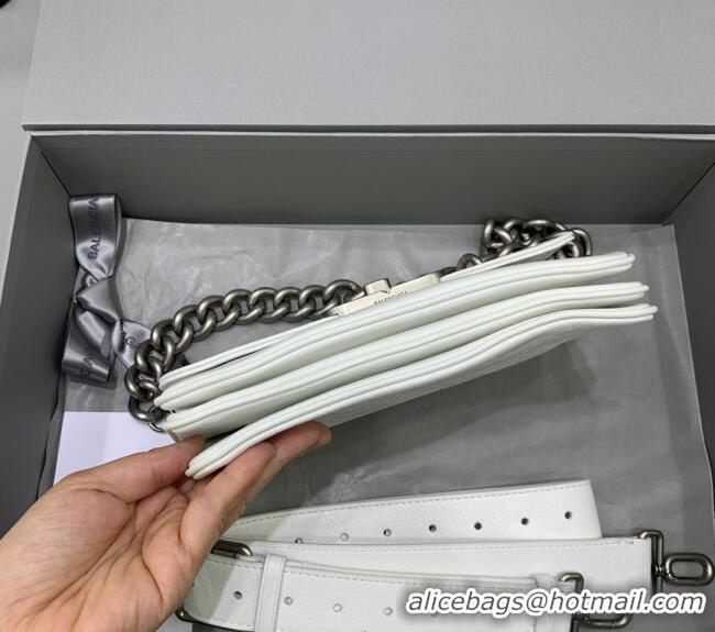 Super Quality Balenciaga BB Soft Small Flap Bag in peach calfskin 48086 white aged-silver hardware 2025