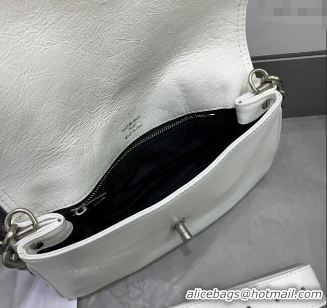 Super Quality Balenciaga BB Soft Small Flap Bag in peach calfskin 48086 white aged-silver hardware 2025
