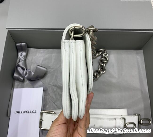 Super Quality Balenciaga BB Soft Small Flap Bag in peach calfskin 48086 white aged-silver hardware 2025